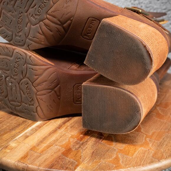 Korks Meehan Mid Shaft Brown Leather Distressed Block Heel Buckle Zip 9 M - Picture 8 of 8